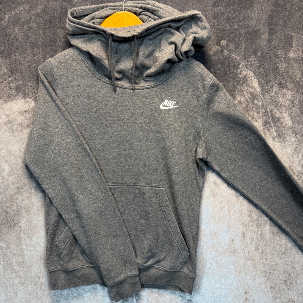 Nike Hoodie Womens Gray Regular XS Pullover Cowl Neck Swoosh Logo Activewear